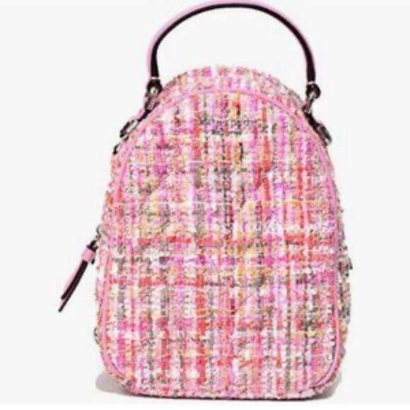 Kate Spade Briar Lane Quilted Tweed Mini Convertible Backpack Pink - Picture 1 of 10